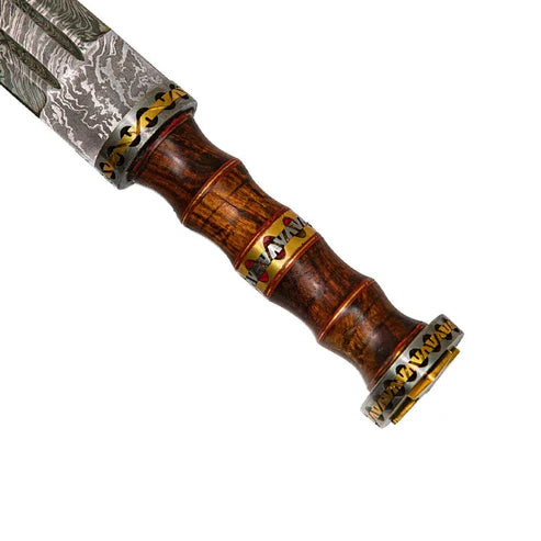 Handmade 21" Damascus steel Roman gladius style sword with rose wood handle By Cosplay Sword