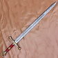 40" Custom Damascus Steel Rat Tail Football Sword Hand Forged with Genuine Leather Sheath