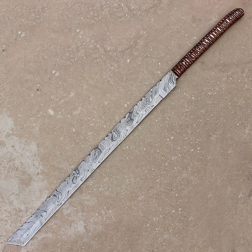 28" Hand Forged Damascus Steel Full Tang Machete Sword Heavy Duty By Cosplay Swords