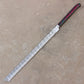 28" hand forged Damascus steel hunting machete with a curved edge and sheath by Cosplay Sword