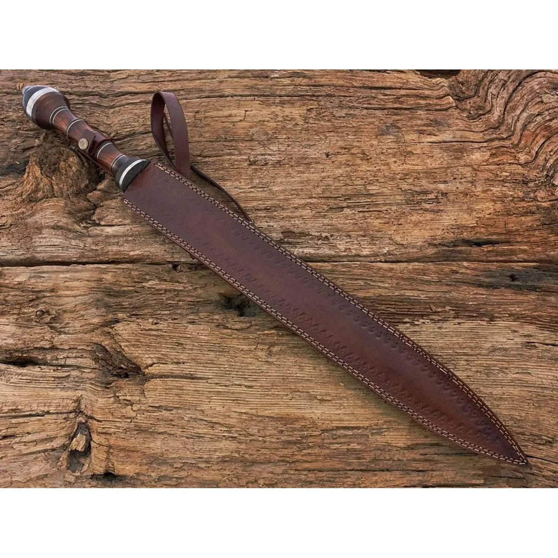 30" Hand Forged Damascus Roman Gladius Sword Rose Wood Handle By Cosplay Swords