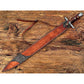 Handmade 38" Damascus Steel Medieval Sword with Leather Sheath & Double Edge Blade