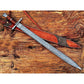 Handmade 38" Damascus Steel Medieval Sword with Leather Sheath & Double Edge Blade
