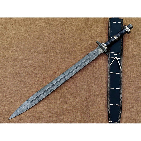 Hand forged Damascus steel Viking sword with Pakka Wood handle By Cosplay Sword