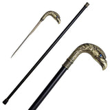 Brass Finish Eagle Head Luxury Cane Sword 12" Hidden Steel Blade By Cosplay Sword