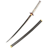 Giyuu Tomioka Nichirin Sword 1045 carbon steel katana replica with white handle wrap and hexagonal guard by Cosplay Swords.