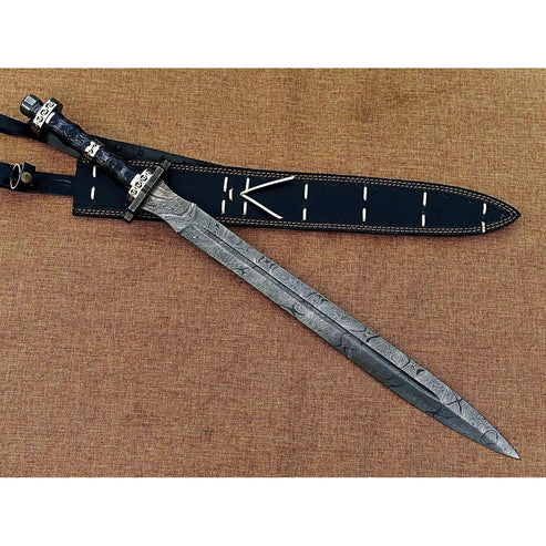 Hand forged Damascus steel Viking sword with Pakka Wood handle By Cosplay Sword