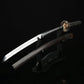 Hand forged Damascus steel tactical katana with 28 inch full tang blade and textured black scabbard by Cosplay Swords.