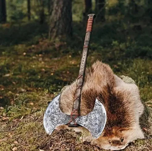 Handmade 36" Double Head Axe Hand Forged Viking Axe By Cosplay Swords