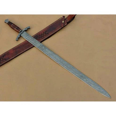 Handmade Damascus Steel Viking Sword 38" Medieval Templar Replica By Cosplay Swords