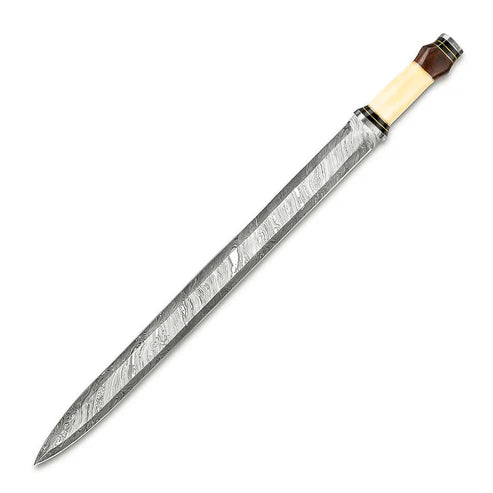 Handmade Damascus steel gladius Sword with walnut and camel bone handle By Cosplay Sword