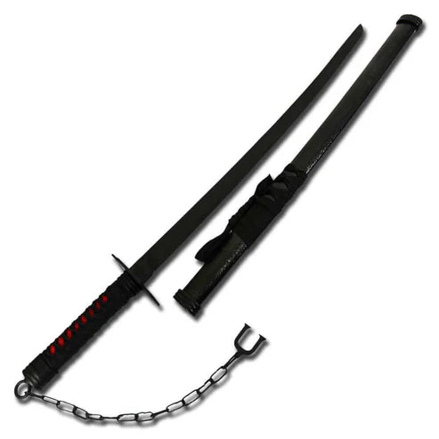 Ichigo Kurosaki Tensa Zangetsu Bankai Sword replica with black blade and scabbard by Cosplay Swords.