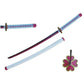Mitsuri Kanroji Love Hashira Nichirin Sword 1045 carbon steel katana with pink handle and clover guard by Cosplay Swords.