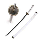 Roronoa Zoro Wado Ichimonji wooden katana replica with white handle and matching wooden scabbard by Cosplay Swords.