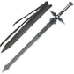 SAO Black Dark Repulser Sword of Kirito carbon steel replica with blue faux jewel and leather sheath by Cosplay Swords.