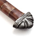 Handmade Damascus steel Viking sword with colored bone handle and leather scabbard
