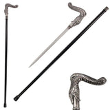 Silver Brust Snake Artisan Cane Sword 12" Hidden Hardened Steel Blade By Cosplay Swords