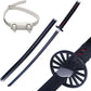 Tanjiro Kamado Black Nichirin Blade steel katana replica with cartwheel guard by Cosplay Swords.