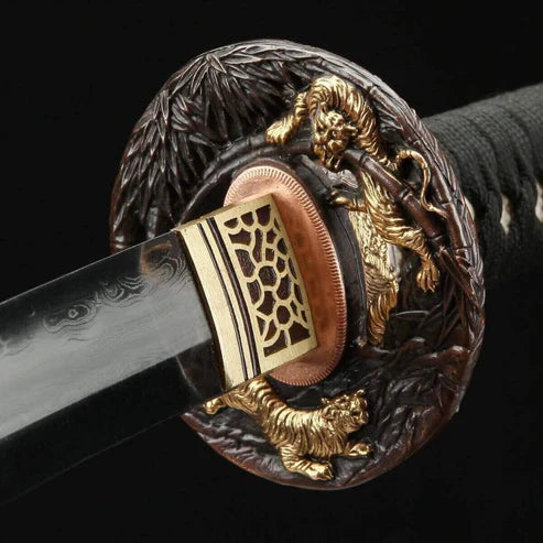 Authentic Damascus Steel Katana 40" Hand Forged Full Tang Japanese Samurai Sword