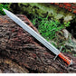 38" Custom Handmade Damascus Steel Sword With Leather Sheath By Cosplay Swords