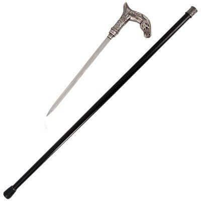 Horse Head Artisan Gentleman’s Cane Sword 12" Hidden Blade By Cosplay Sword