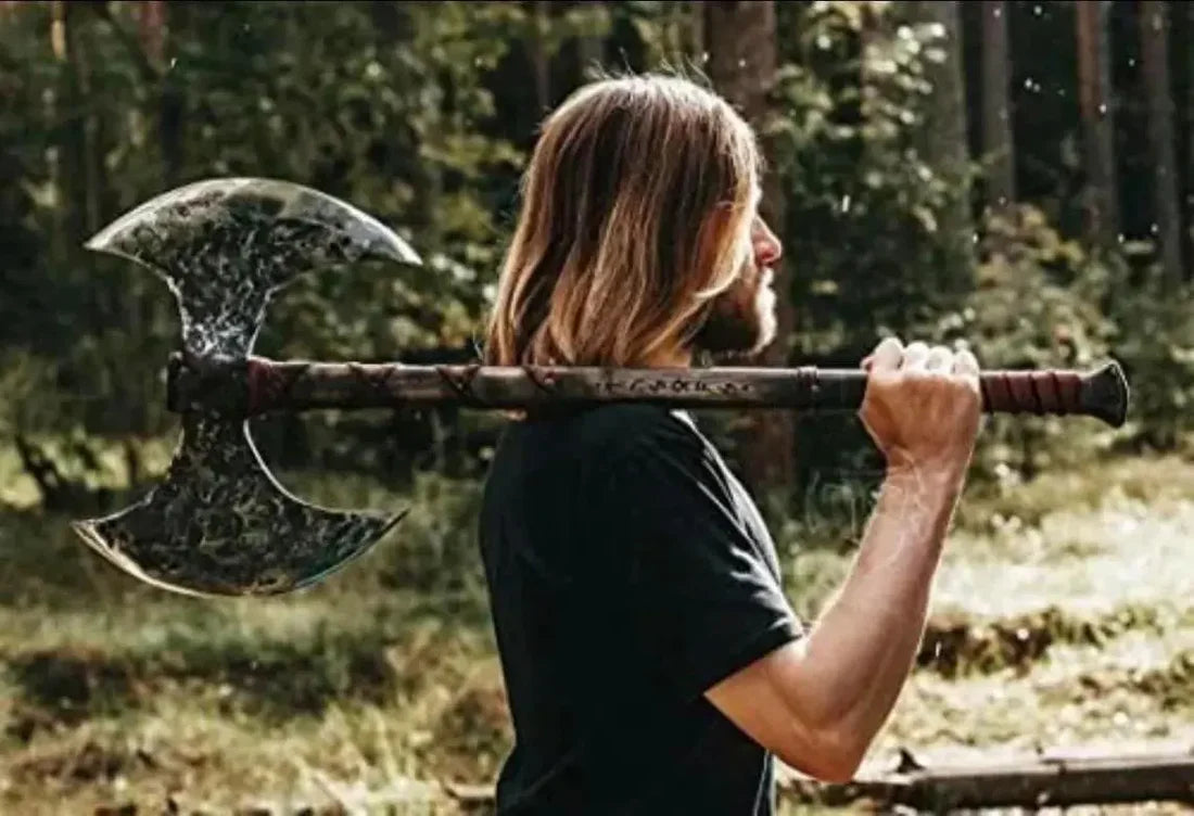 Handmade 36" Double Head Axe Hand Forged Viking Axe By Cosplay Swords