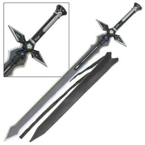 SAO Black Dark Repulser Sword of Kirito 43" Carbon Steel Sword Replica with Leather Sheath