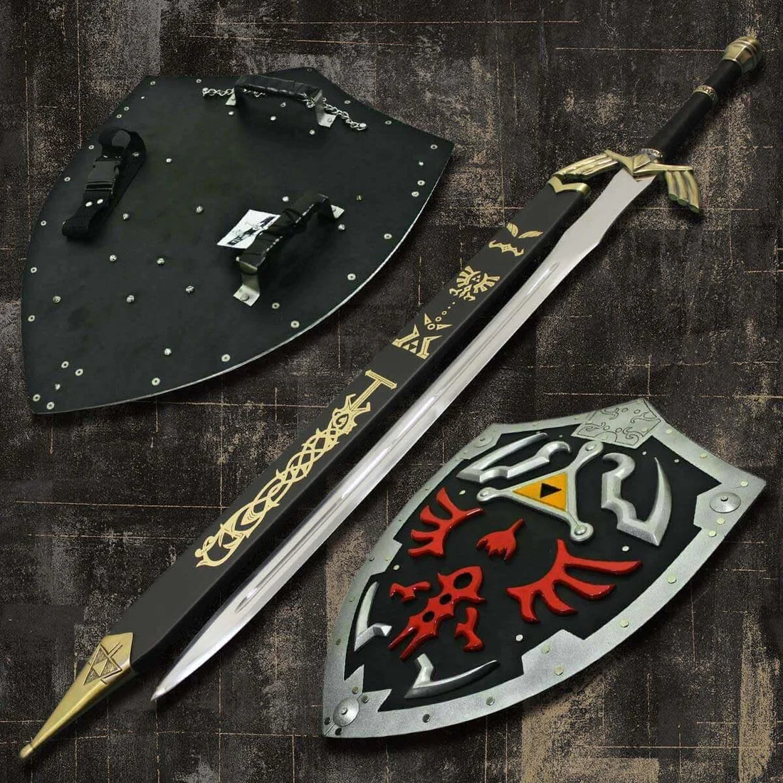 Dark Link Master Sword & Black Hylian Shield Set Legend of Zelda By Cosplay Sword