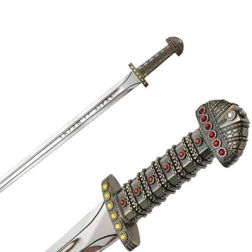 Functional Viking King Sword Replica Sword of Kings with Wooden Plaque By Cosplay Swords
