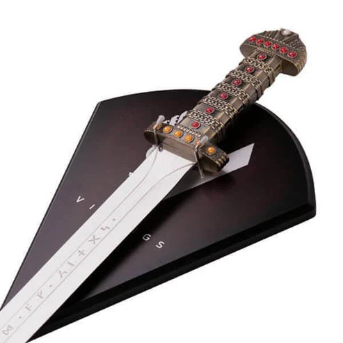 Functional Viking King Sword Replica Sword of Kings with Wooden Plaque By Cosplay Swords